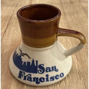 VINTAGE San Francisco Golden Gate Wide Bottom No Spill Coffee Tea Mug Cup SNCO
